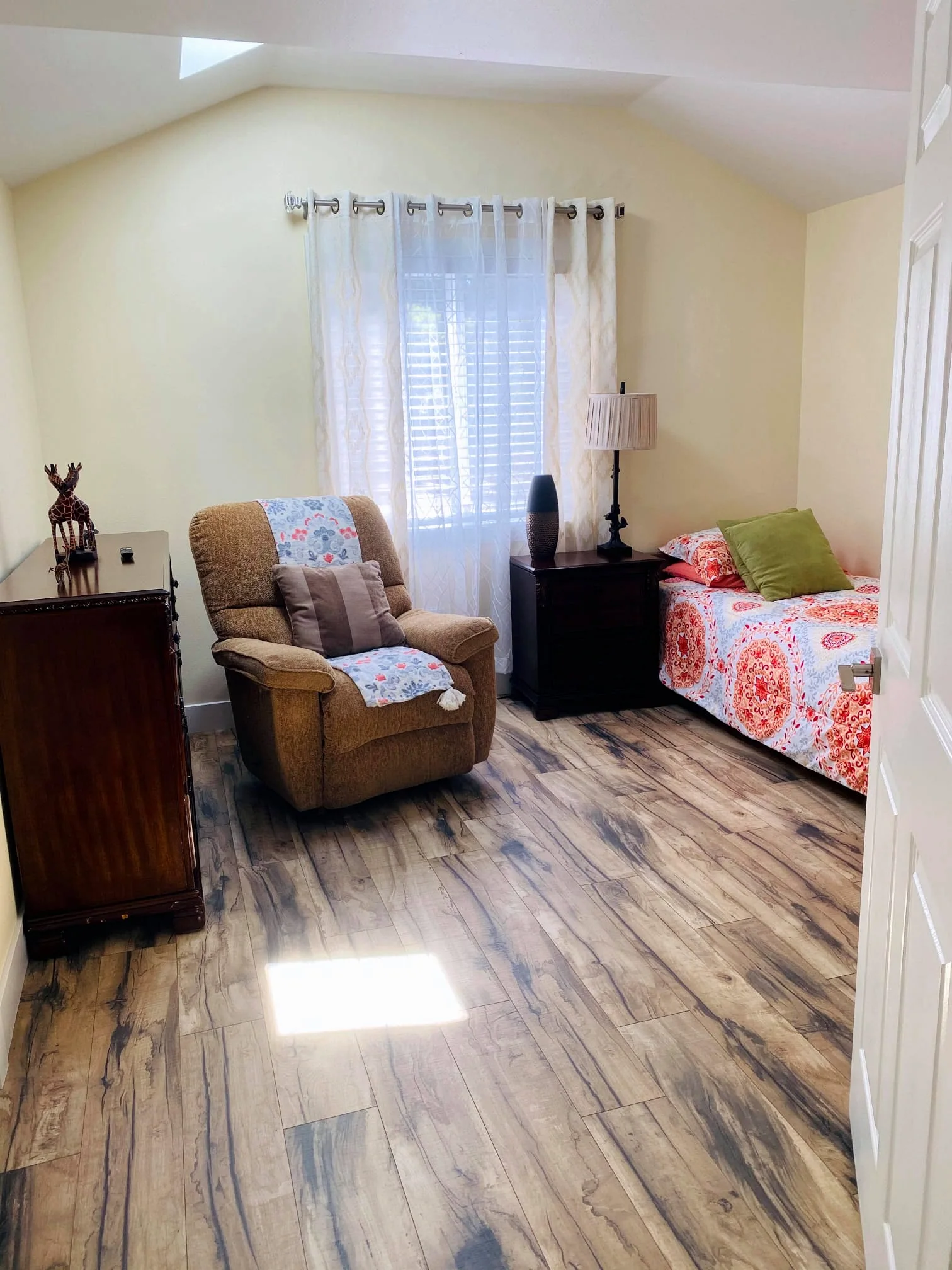 Resident bedroom at the Kirkland home