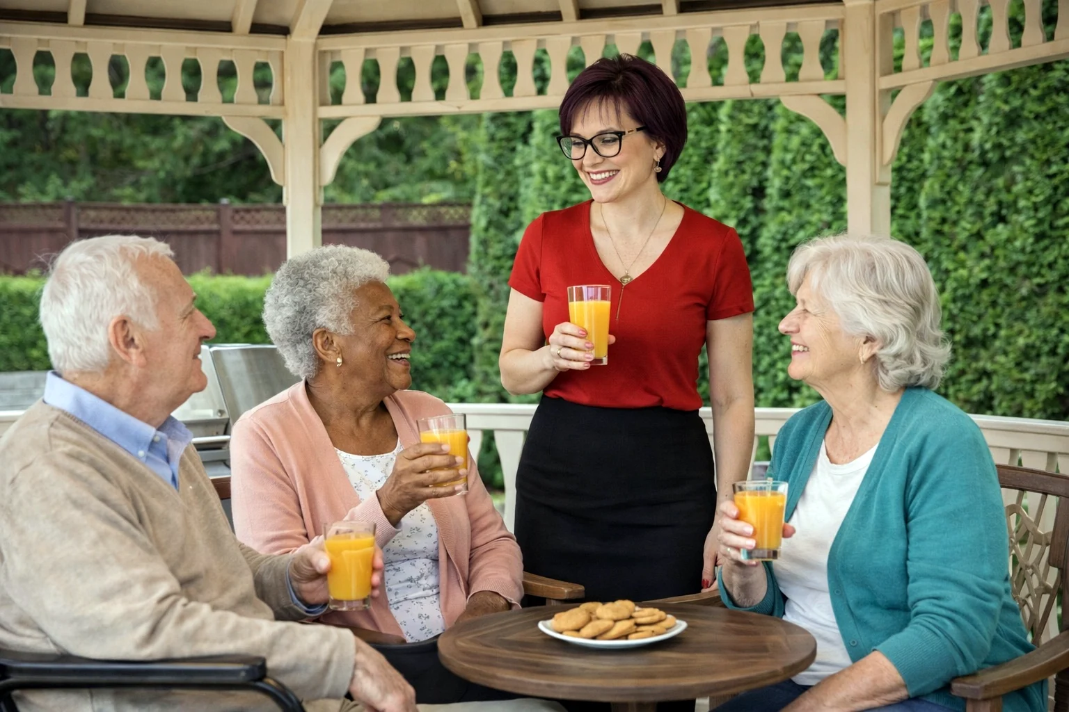 Residents enjoying time together outdoors